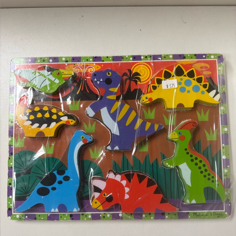 Melissa & Doug Wooden Chunky Puzzle Dinosaur Animal Piece Toddler Toy‎